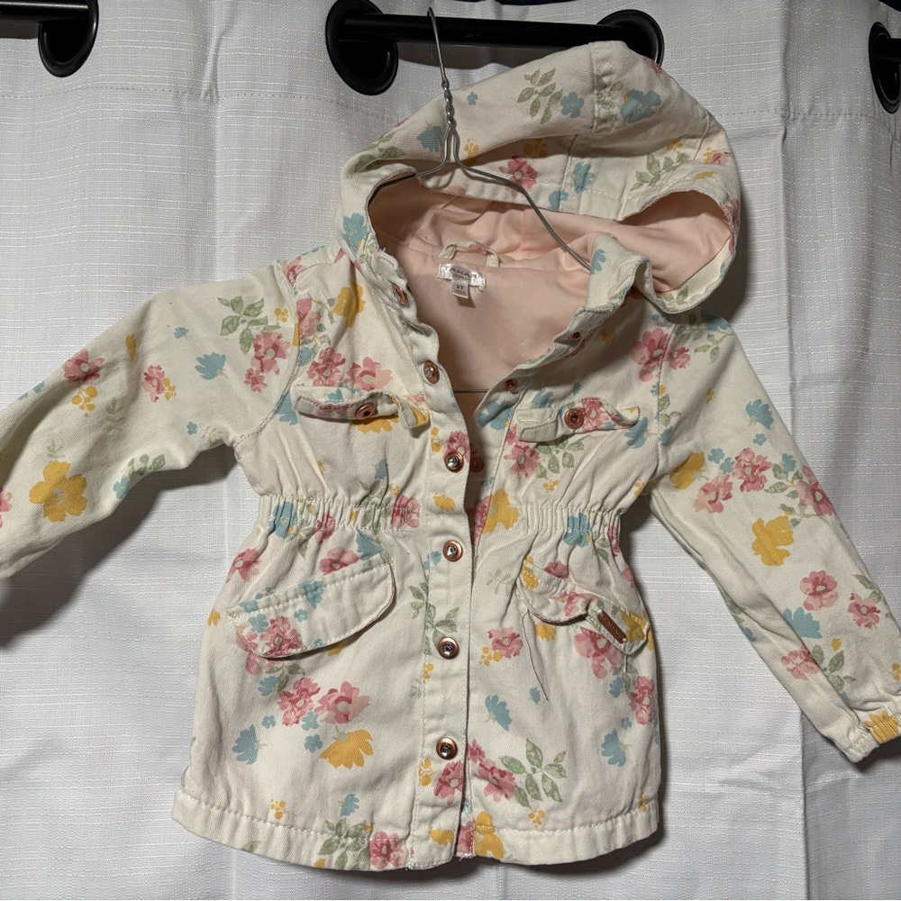 Tahari brand hooded snap up spring jacket baby toddler girls size 2T